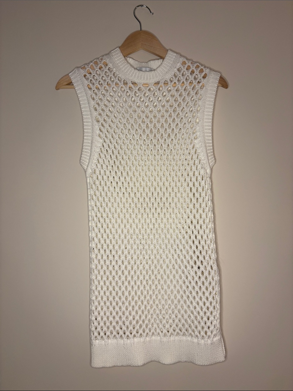 Dondup White Open-Knit Sleeveless Tunic |Made in Italy| Gorgeous Knit|